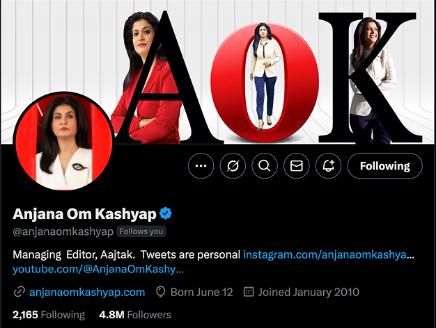 Anjana Om Kashyap Twitter Page